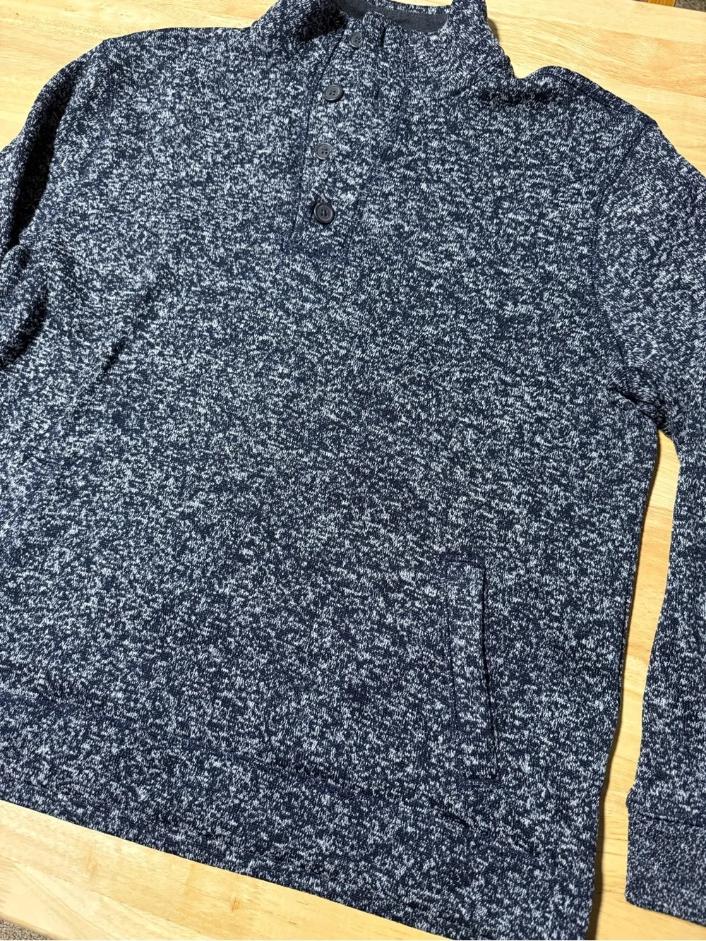 Banana Republic Men’s XL Heathered Navy Button Mock Neck Pullover